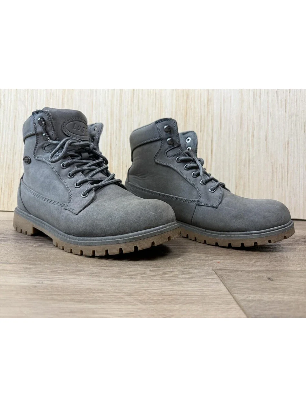 Lugz Combat Boots Mens Size 12 Gray Lace Up Slip Resistant Work MMANTLHD-0823